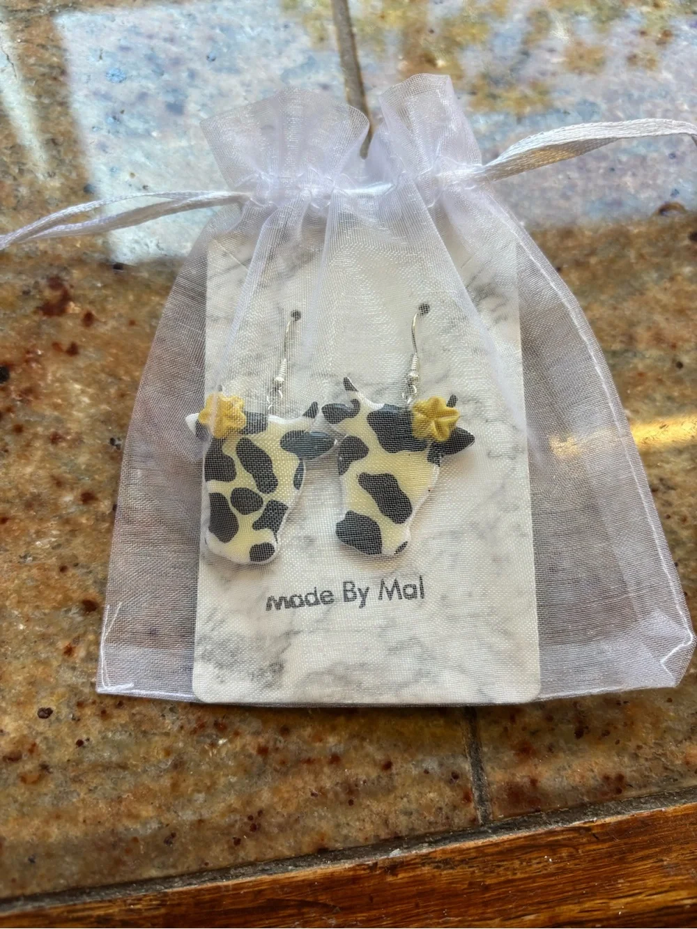 Yellow & Black Cow Print Earrings